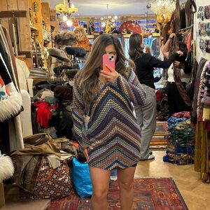 🌀 Marc Cain Retro Multicolor Knit Dress – Vintage 70s Inspired